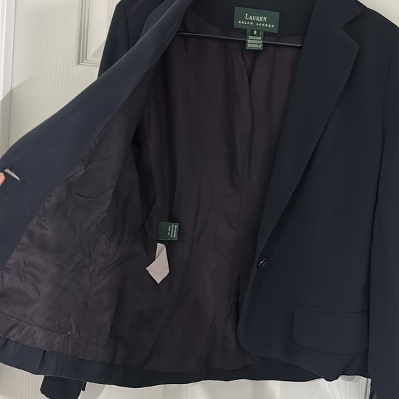 Lauren Ralph Lauren VTG Blazer Women Sz 6 Navy 1 Button Button Cuffs Made in USA - Picture 6 of 9